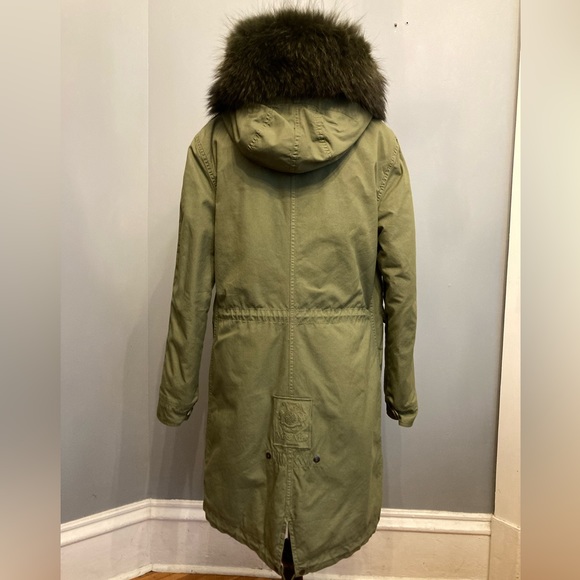 Nearly New MR & MRS ITALY Green Quilted Parka w/ Fur Hood, size S - Picture 4 of 9